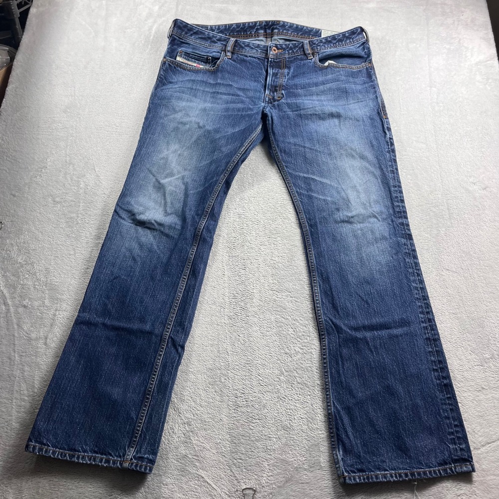 Diesel Zatiny Regular Bootcut Jeans Mens 36x32 Blue Denim Wash 0RUS5